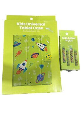 Kids Universal Tablet Case & Stylus Set Fits 7-11 Inch Tablets With Space Theme